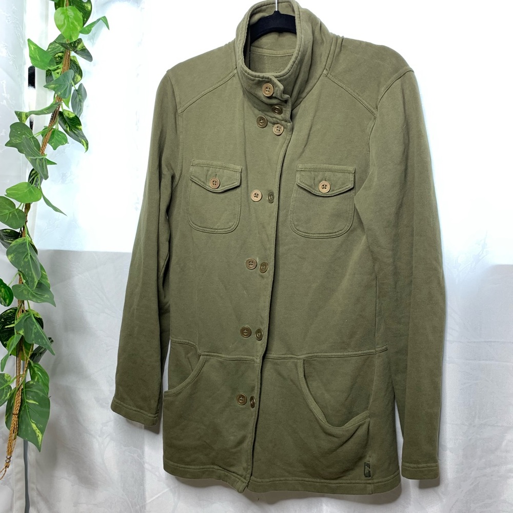 Prana long military olive green jacket - Picture 1 of 5